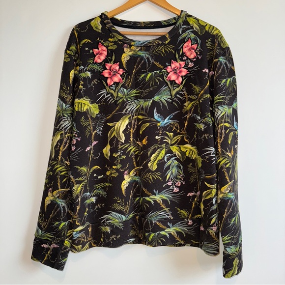 Gucci Tropical Print Sweatshirt with Pink Floral Appliqué Men’s Sz XXL 🤩 - Picture 1 of 17